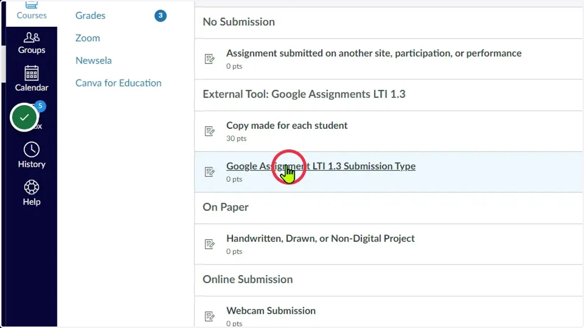 Select Assignment Title