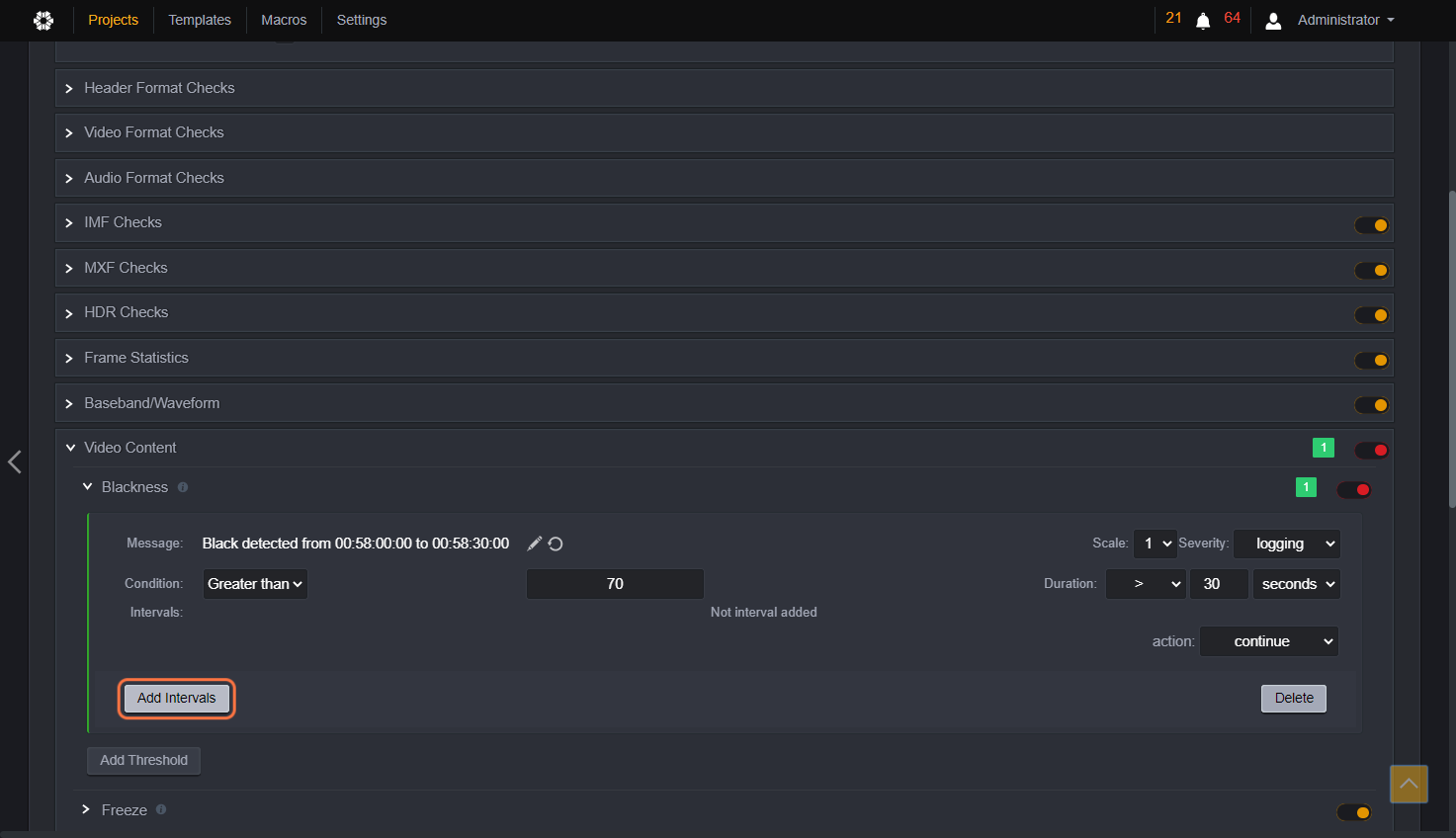 Click on Add Intervals.