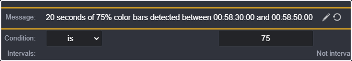 edit the message, and type "20 seconds of 75% color bars between 00:58:30:00 and 00:58:50:00".