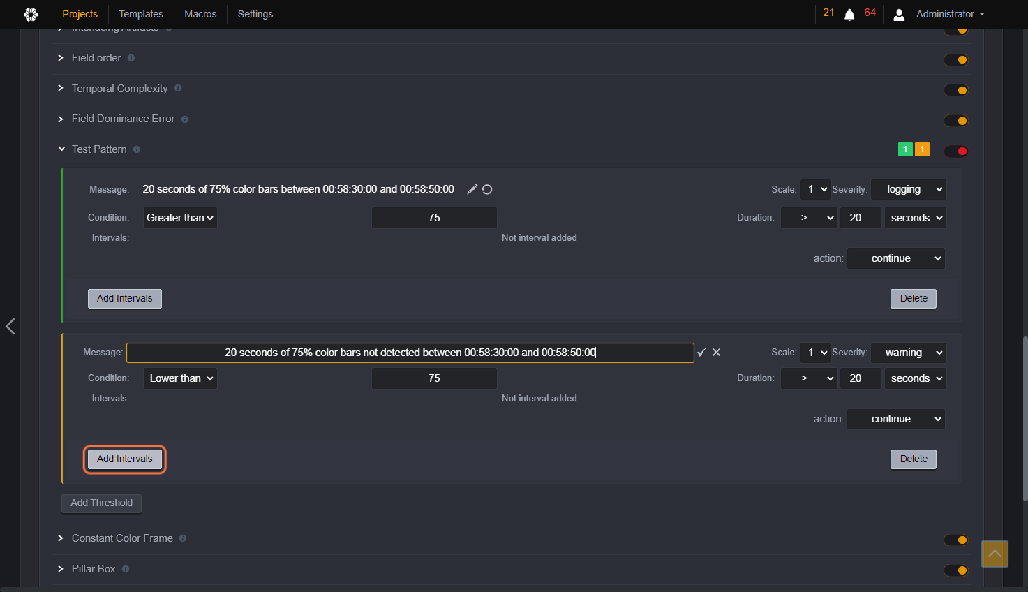 Now add the same intervals as before.