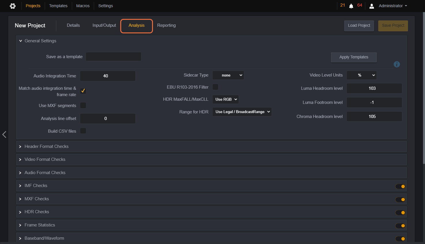 In case of working with a new project, click on Analysis after filling in the details and selecting the input/output options.