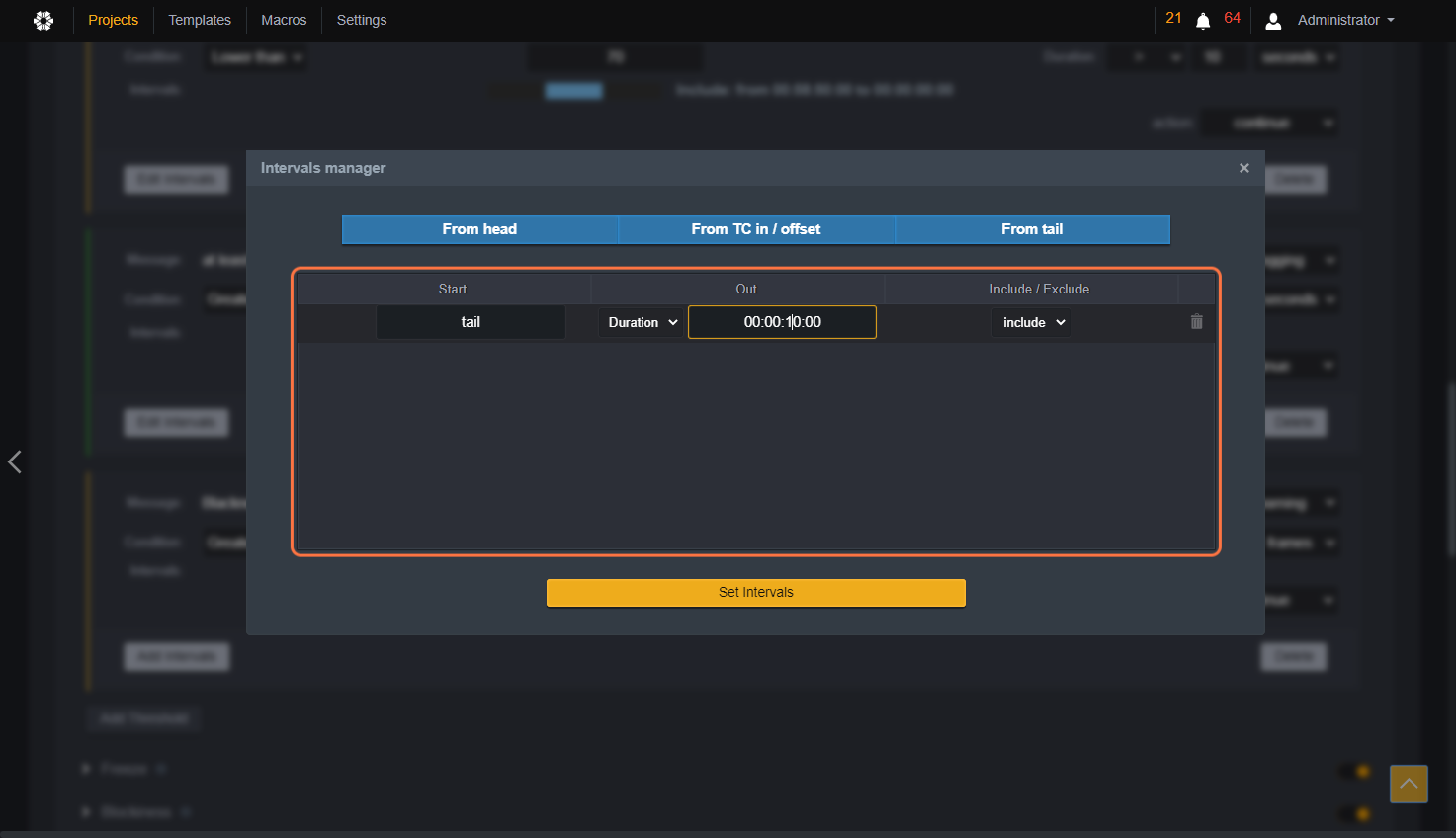 Select Duration and Type "00:00:10:00".