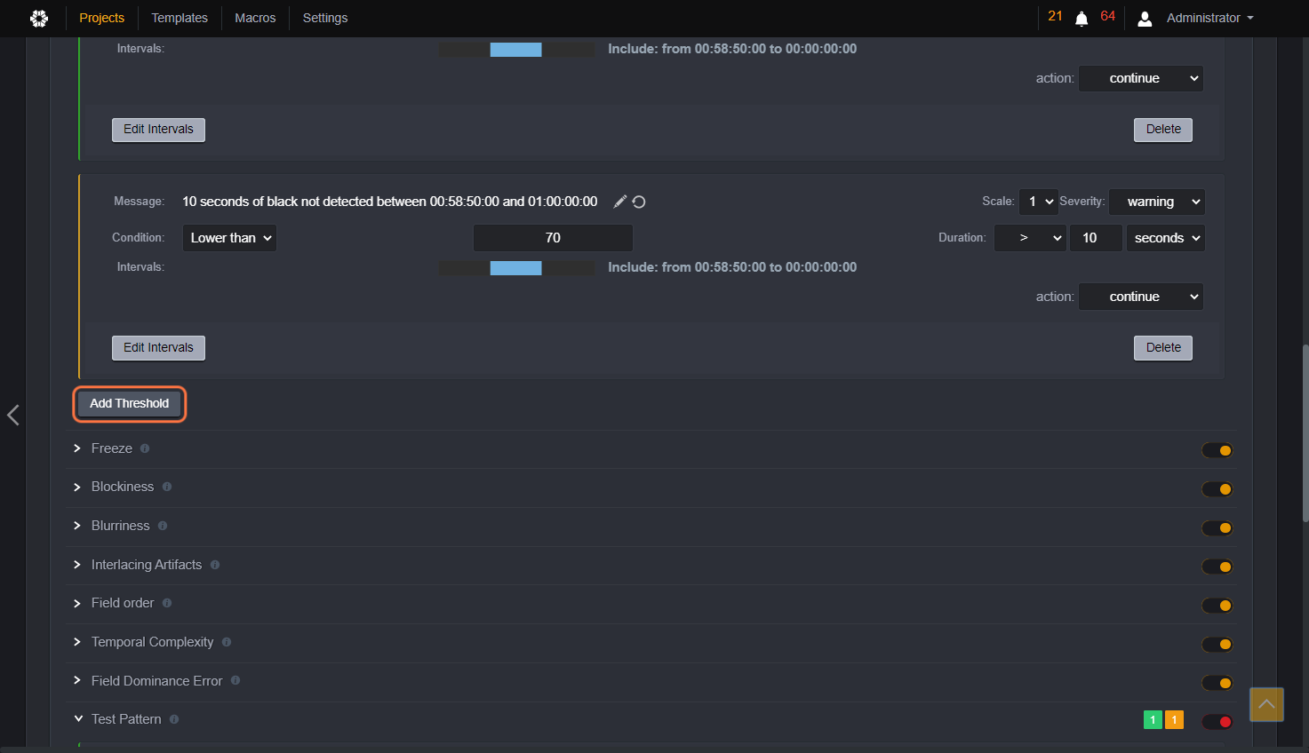 Now, we will configure the detection of at least 10 seconds of black at the tail of the file. So, proceed as usual.