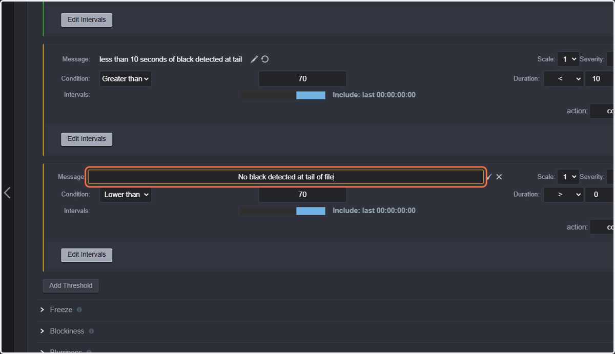 Customize your message by typing "No black detected at tail of file".