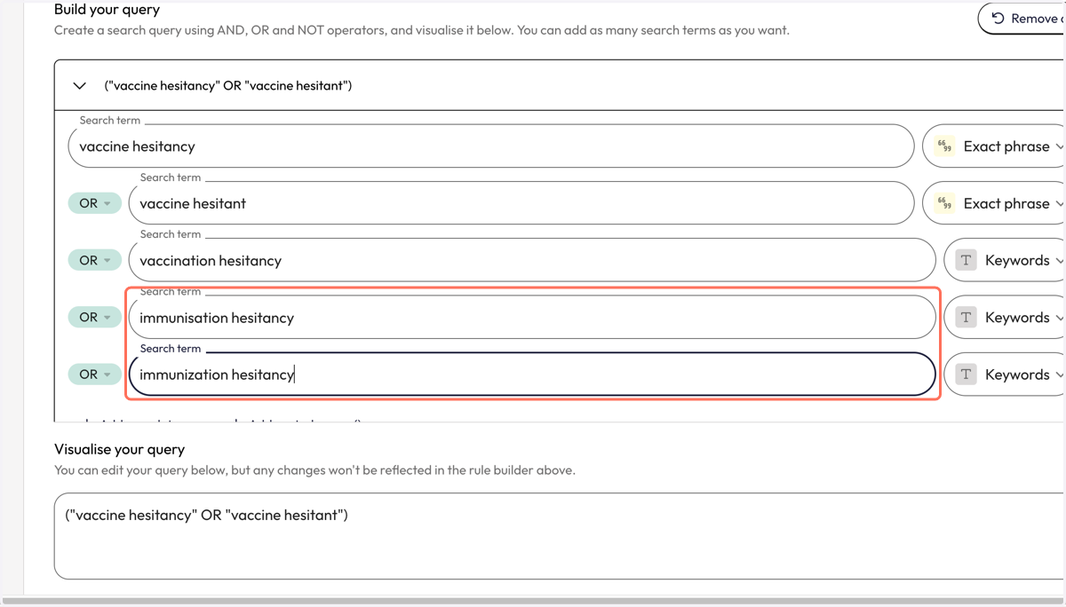 If your search term includes variants due to UK vs. US spelling, consider including both variants.
