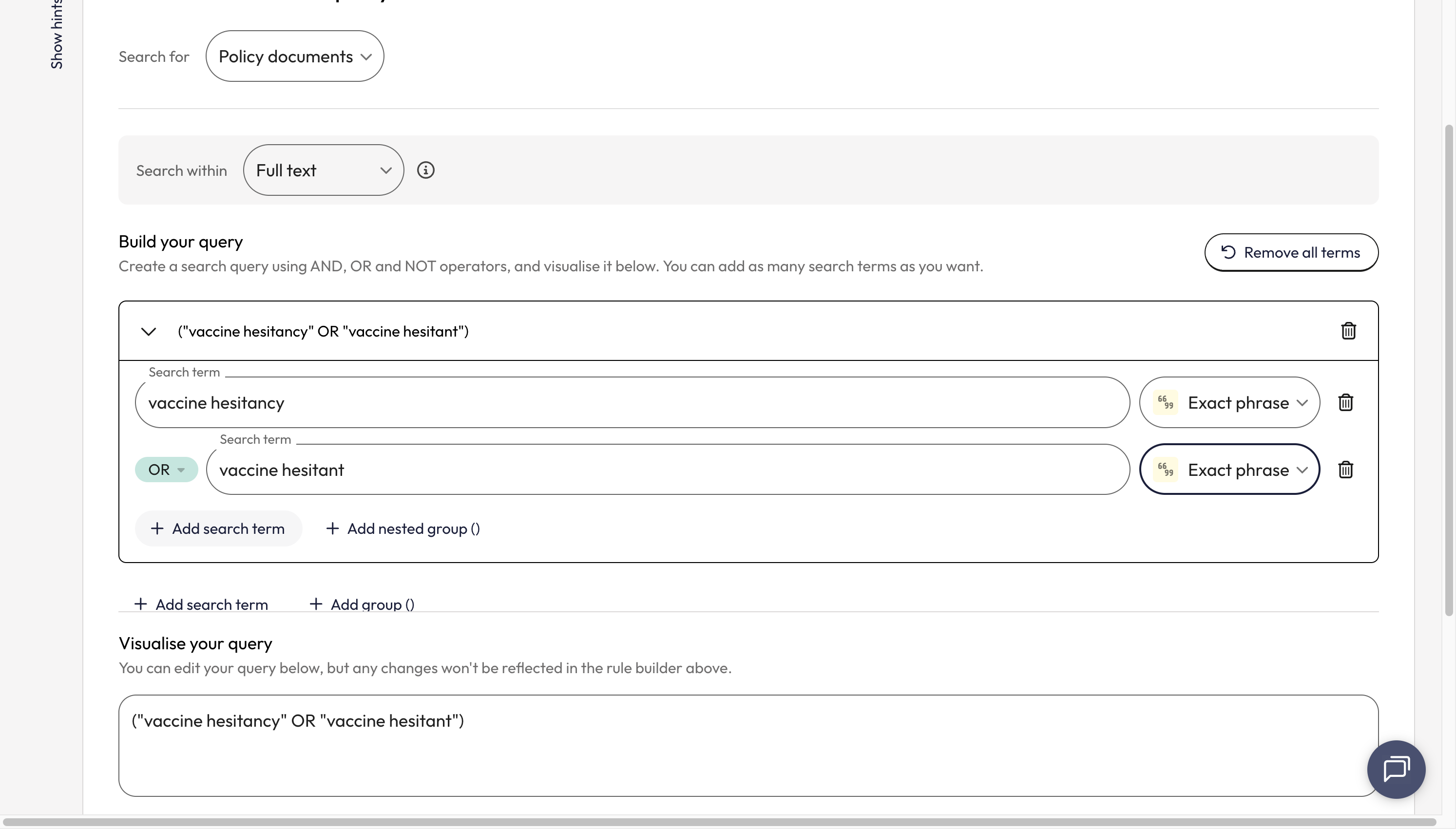 Continue to add all your variant search terms following the previous 3 steps.