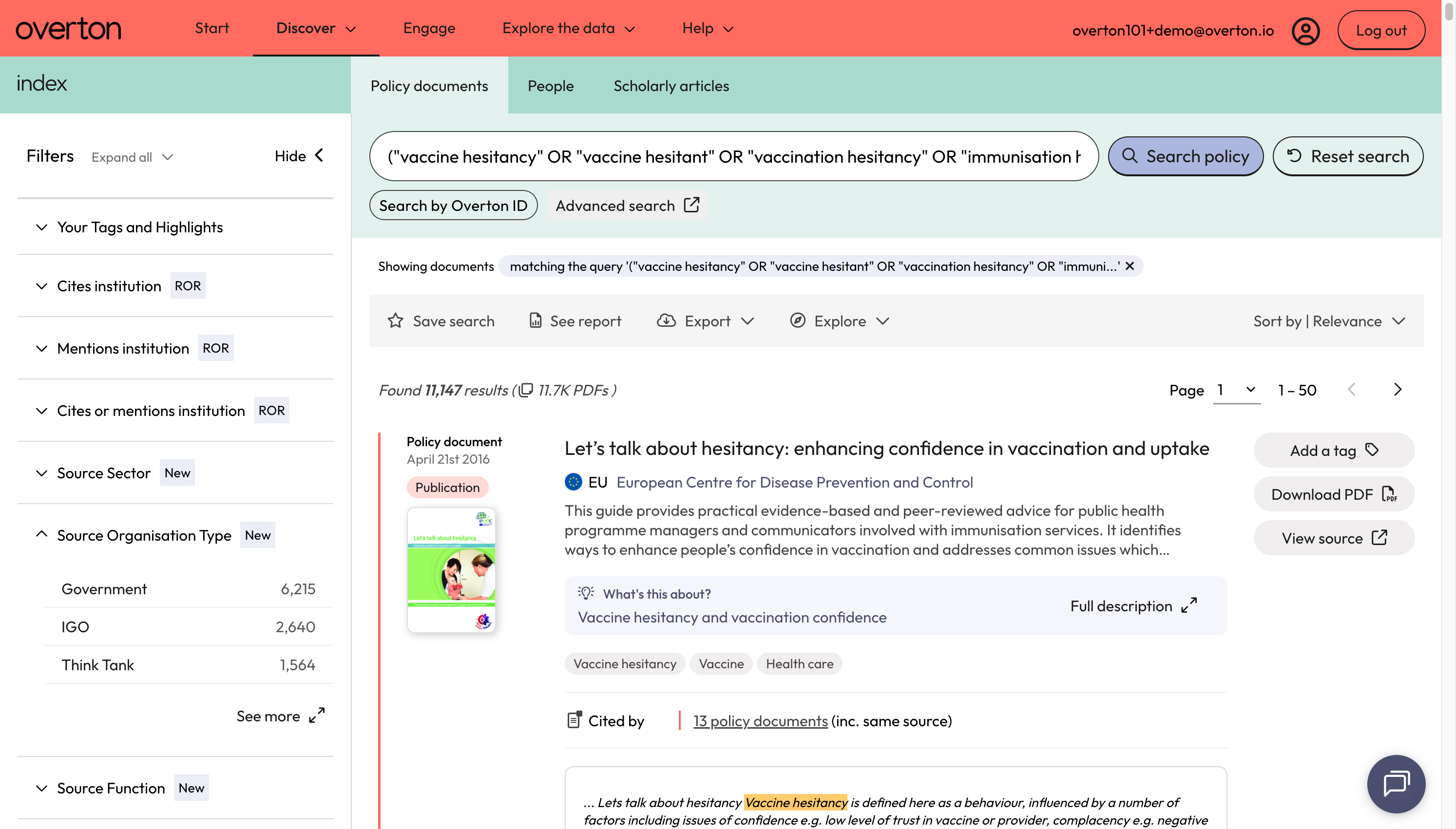 At any point, you can click on 'Advanced search' to refine your search or to add additional concept groups.