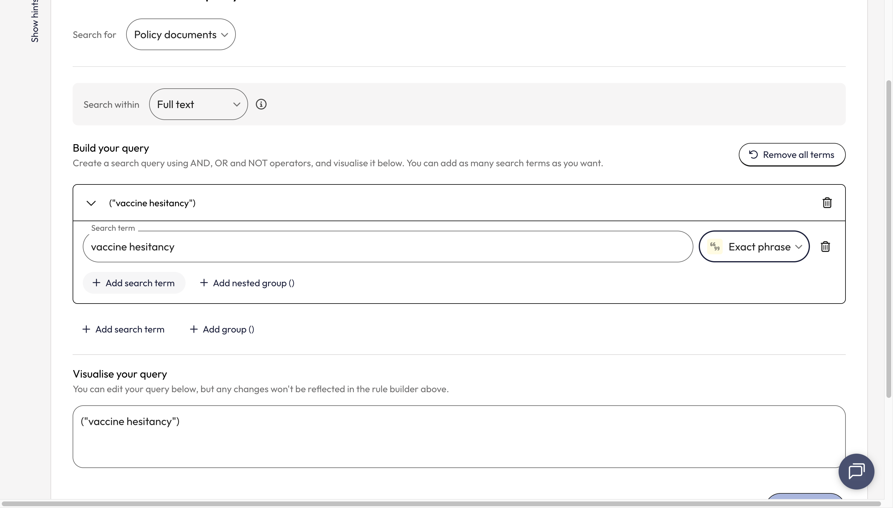 Click on 'Add search term'