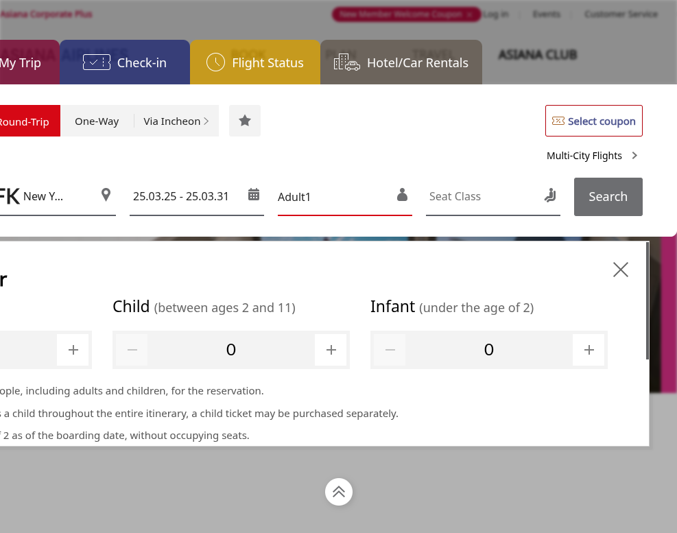 Click on Select number of passengers