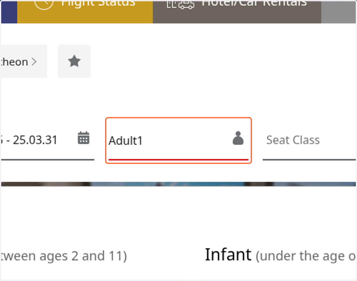 Click on Select number of passengers