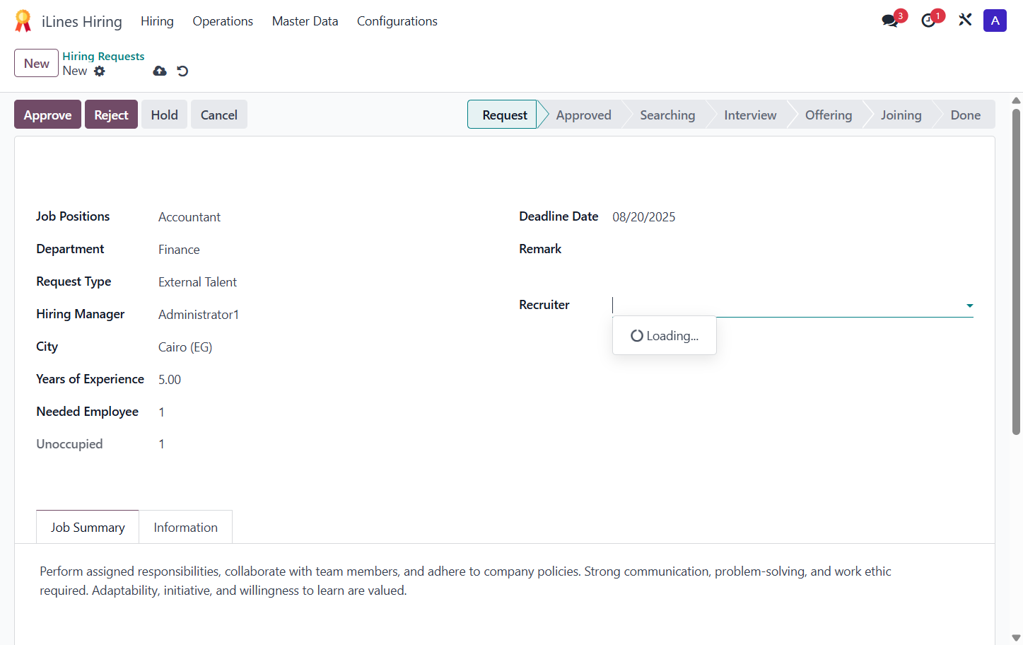 Click on Recruiter