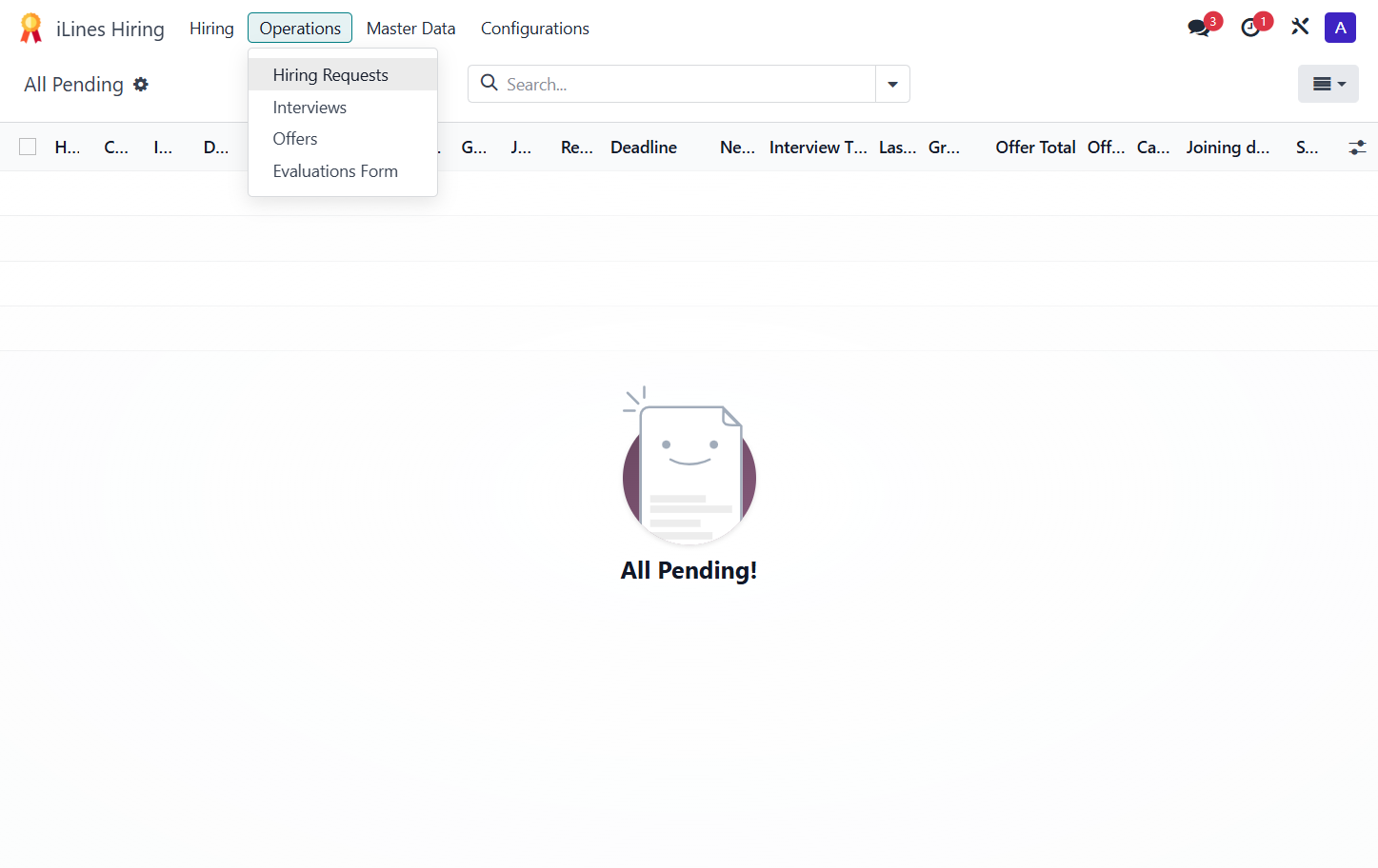 Click on Hiring Requests