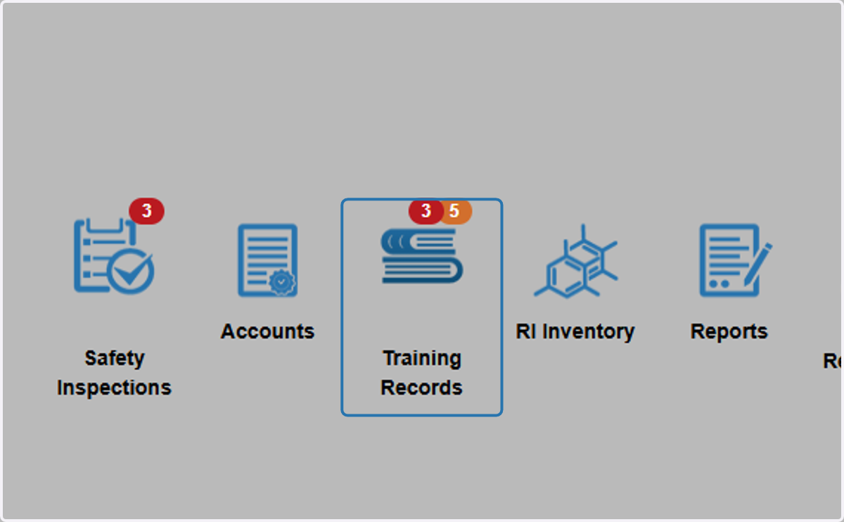 From the homepage, click on "Training Records"