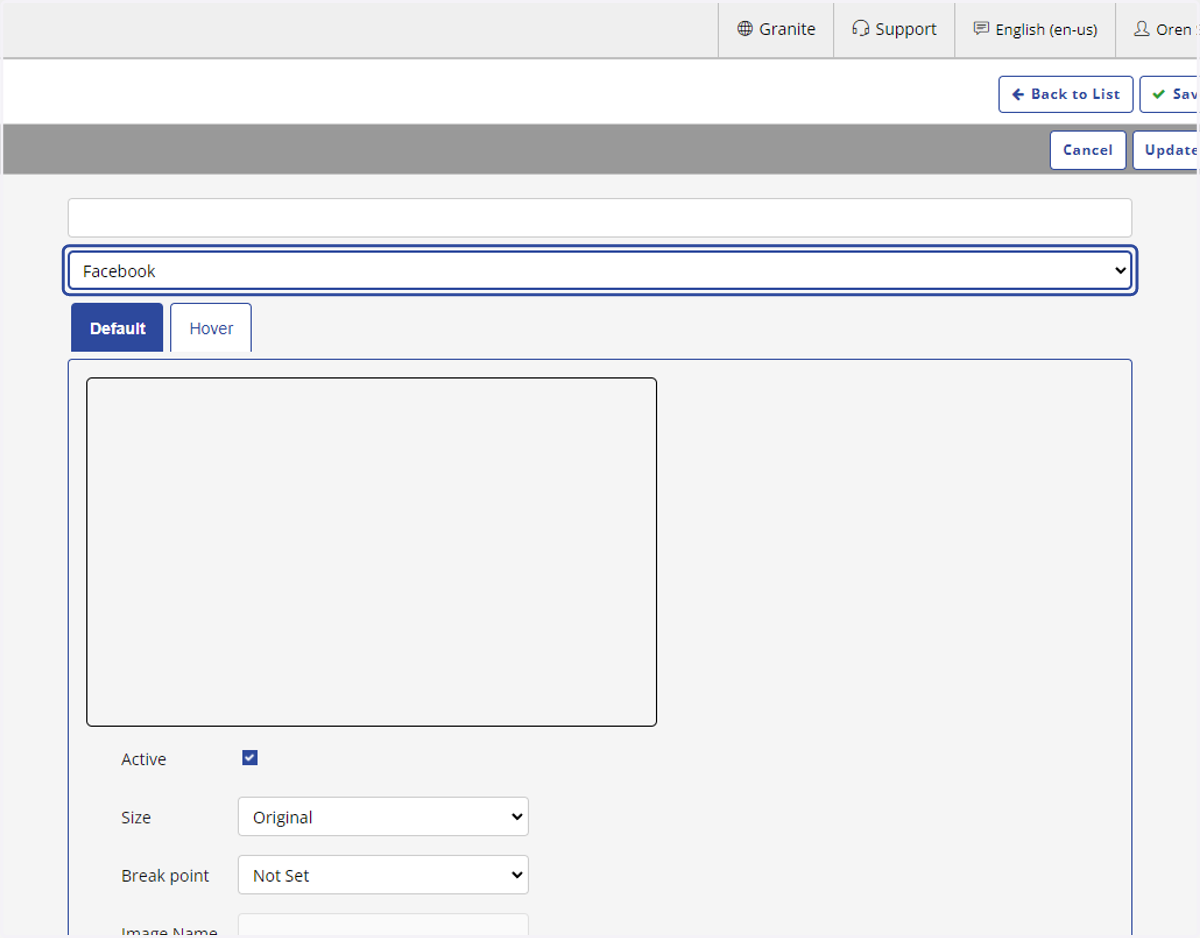 Select Facebook from Share Type