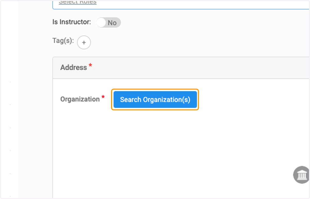 Click on Search Organization(s) to add the person's organization