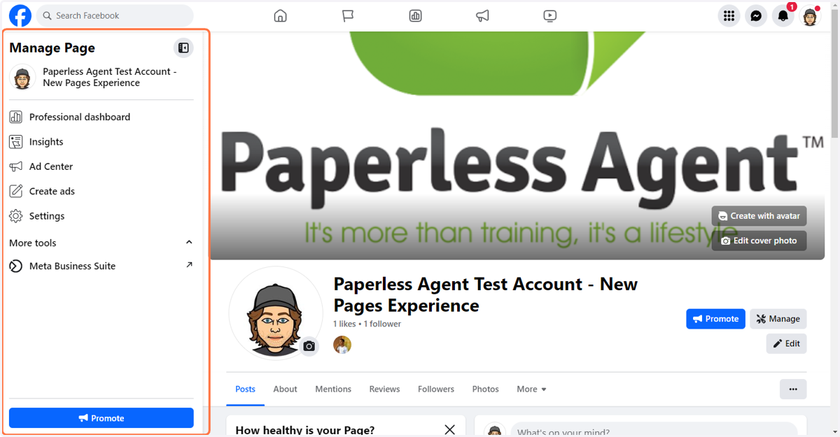 Navigate to your Facebook Business Page