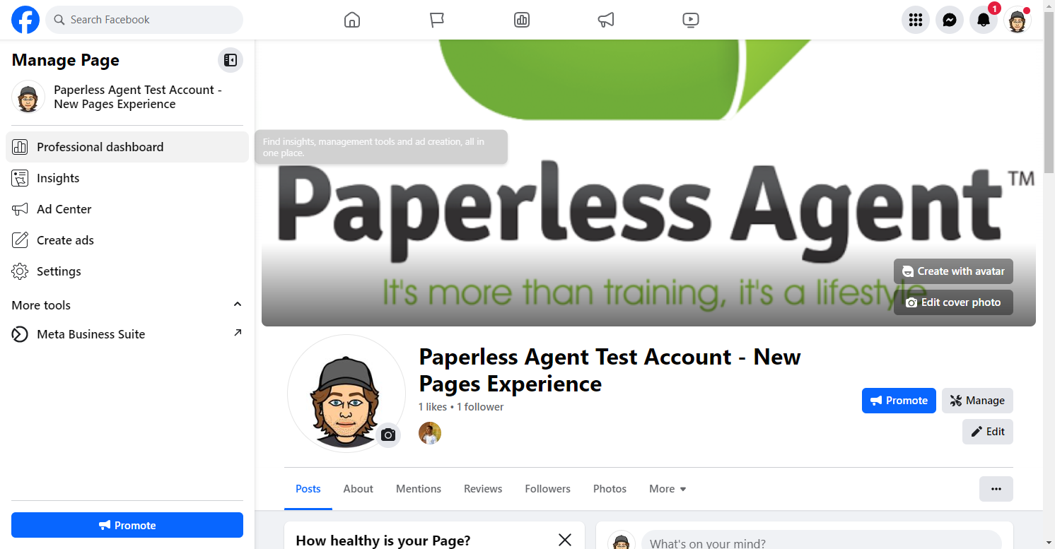 Click on Professional dashboard