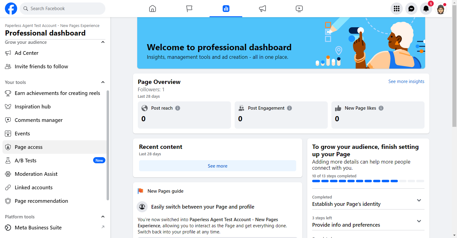 Click on Page access