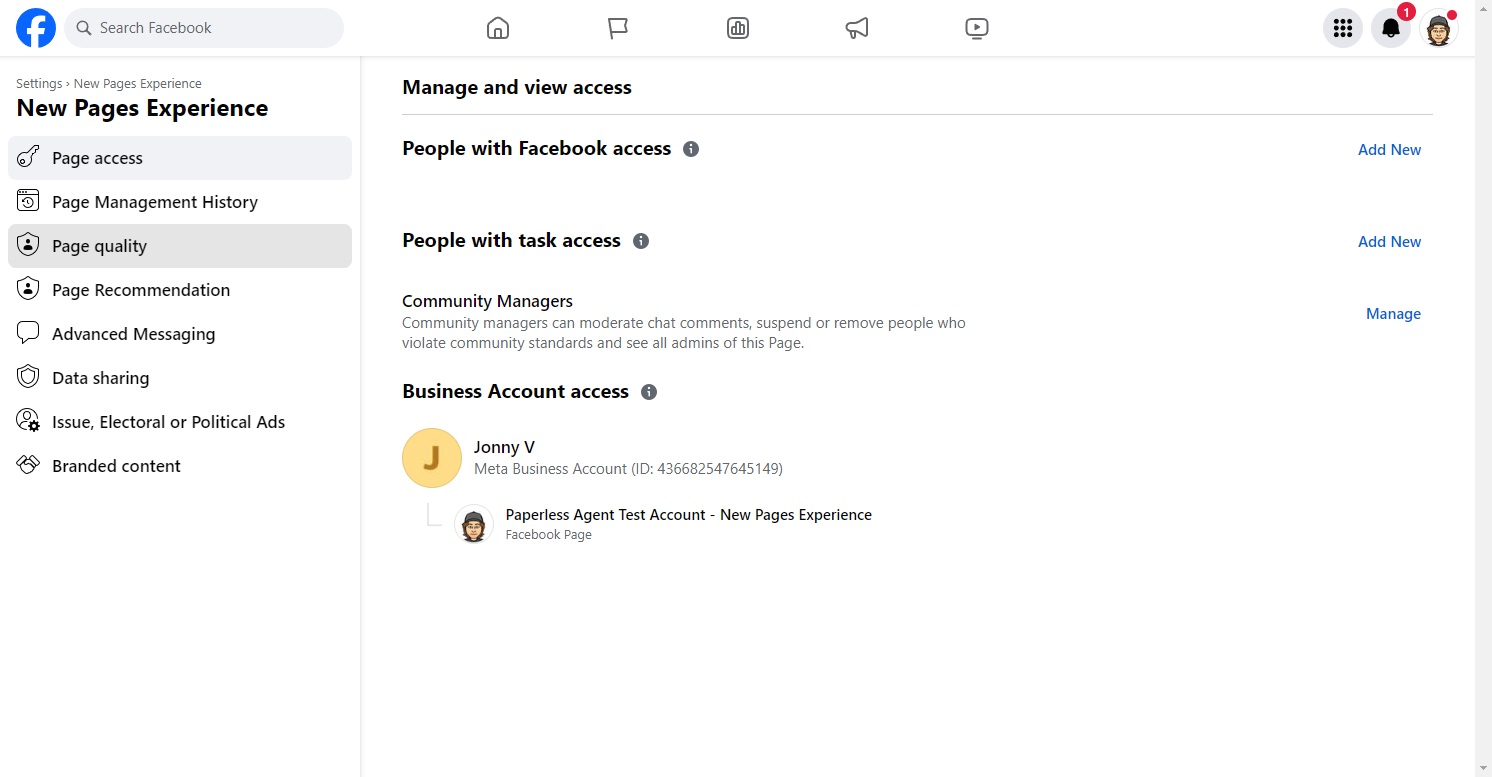 Click on Page quality