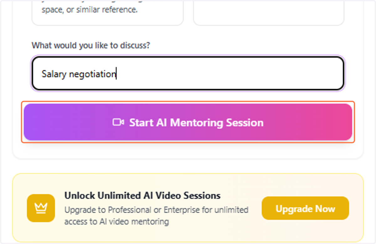 Click on Start AI Mentoring Session