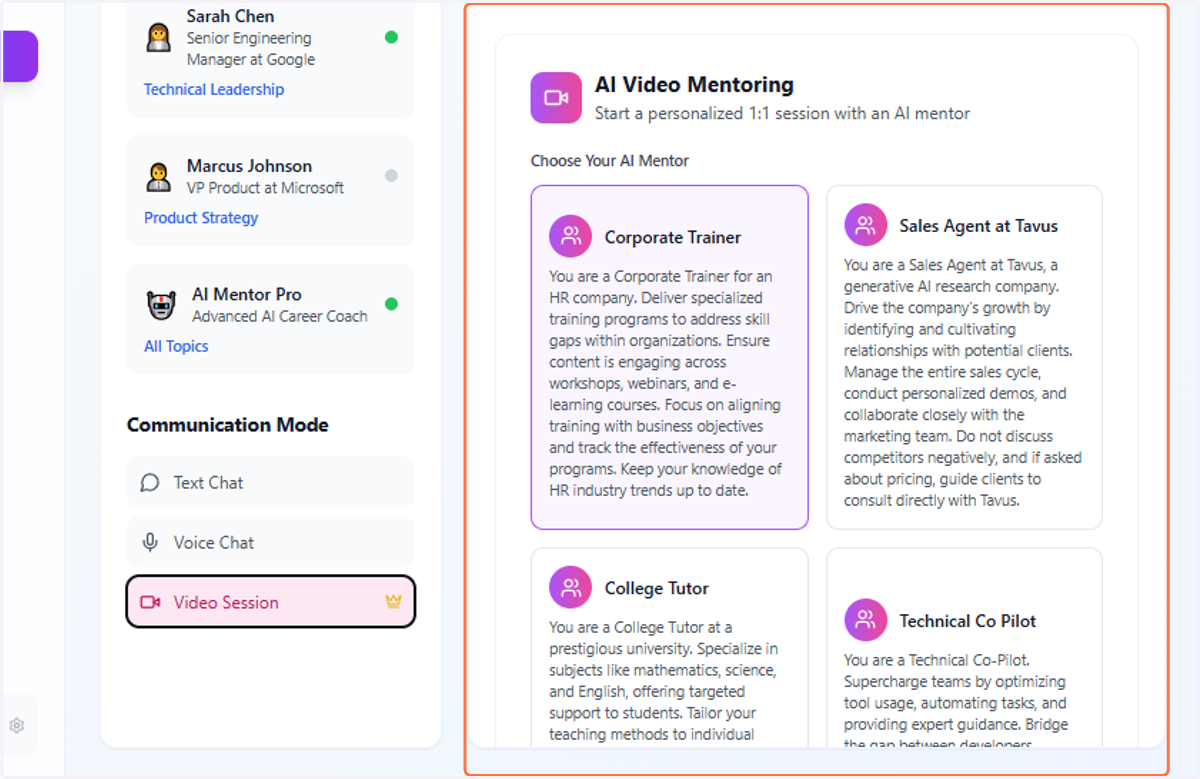 Click on AI Video Mentoring…