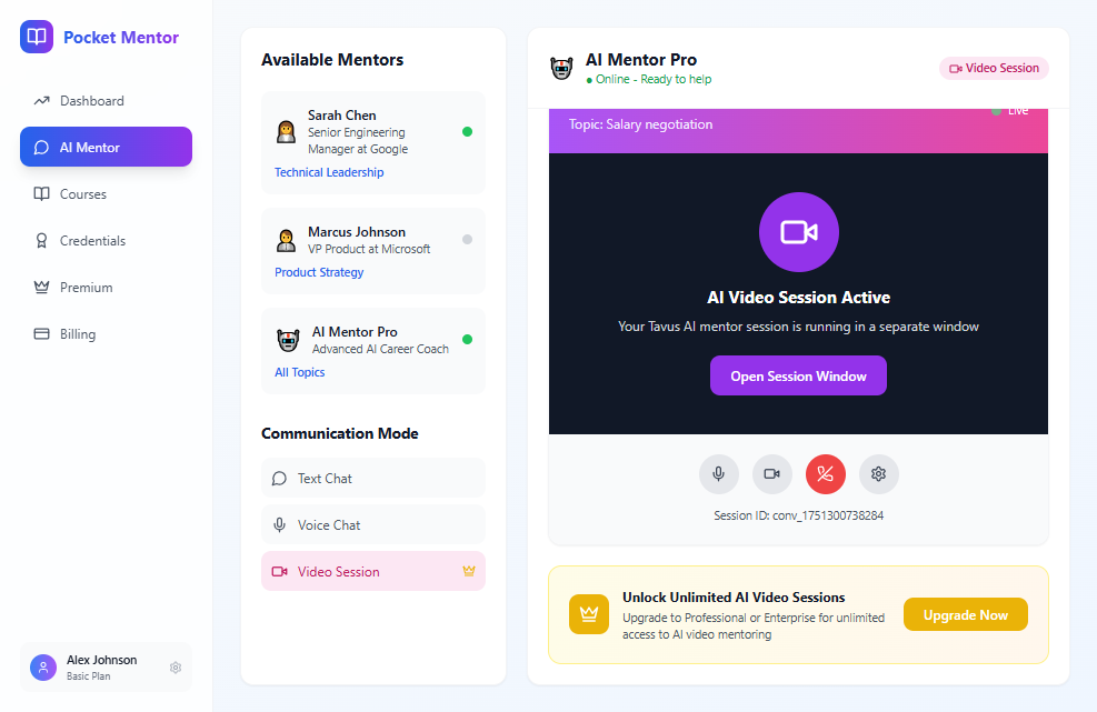 Click on Available Mentors…