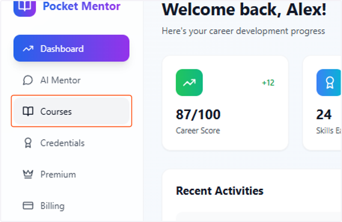 Click on Courses