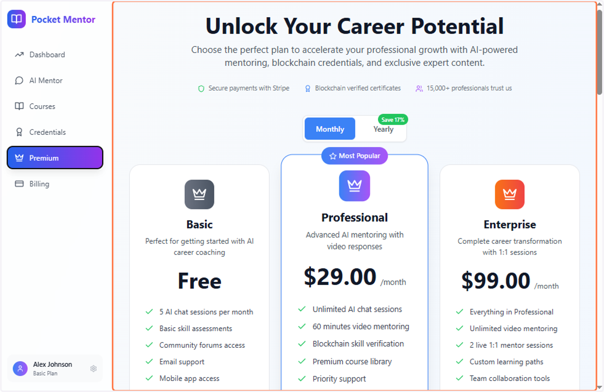 Click on Unlock Your Career Potential…