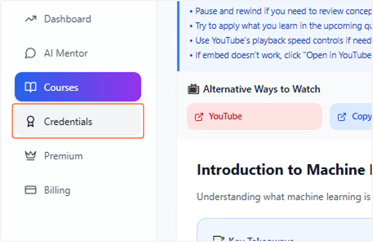 Click on Credentials