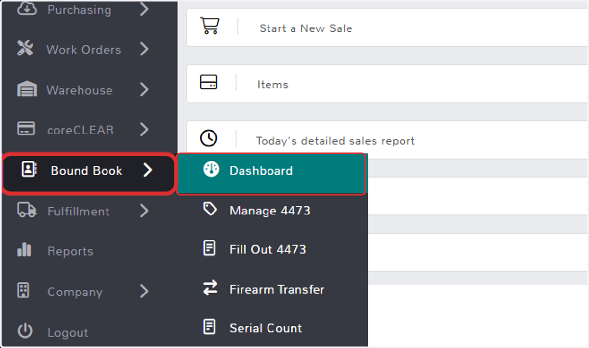 1. First, go to Boundbook > Dashboard.