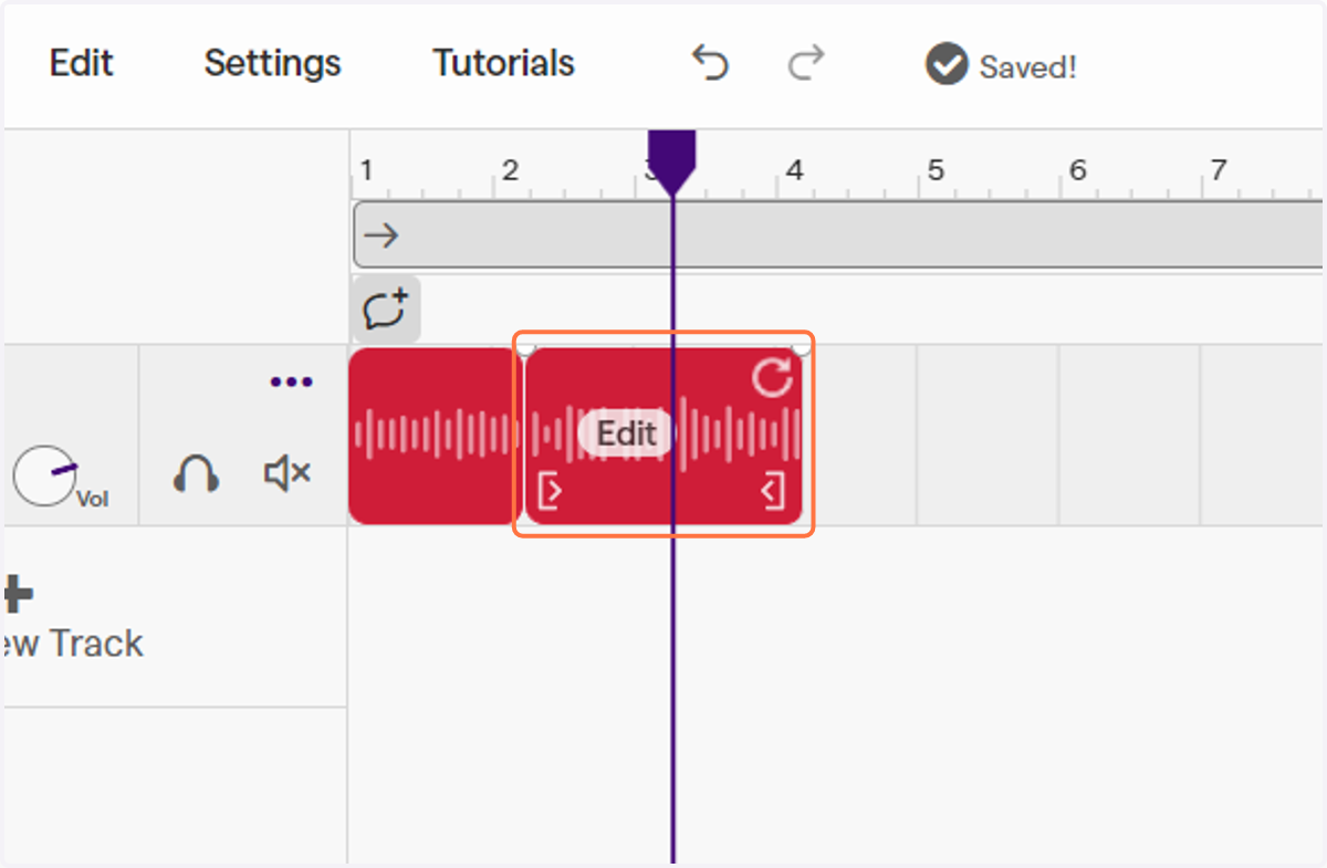 Drag the purple playhead to the end of the mistake
