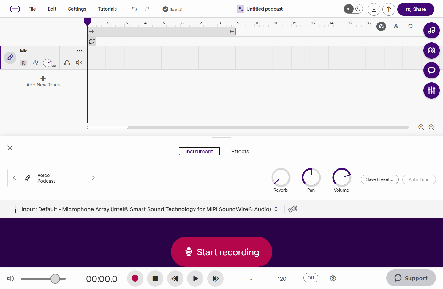 Click on Input: to check to make sure the right microphone is selected