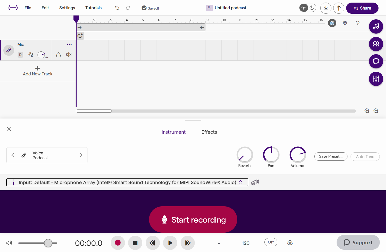 Click on Start recording