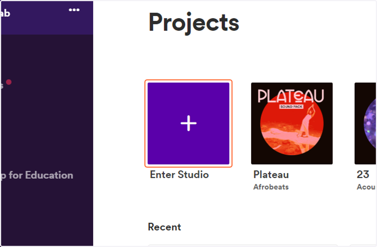 Click on Enter Studio
