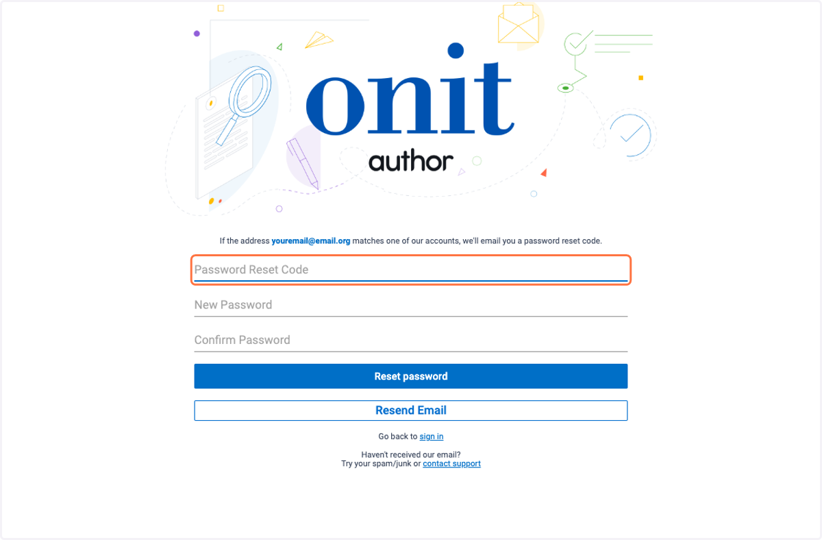 Your Reset Code will be sent to you email address