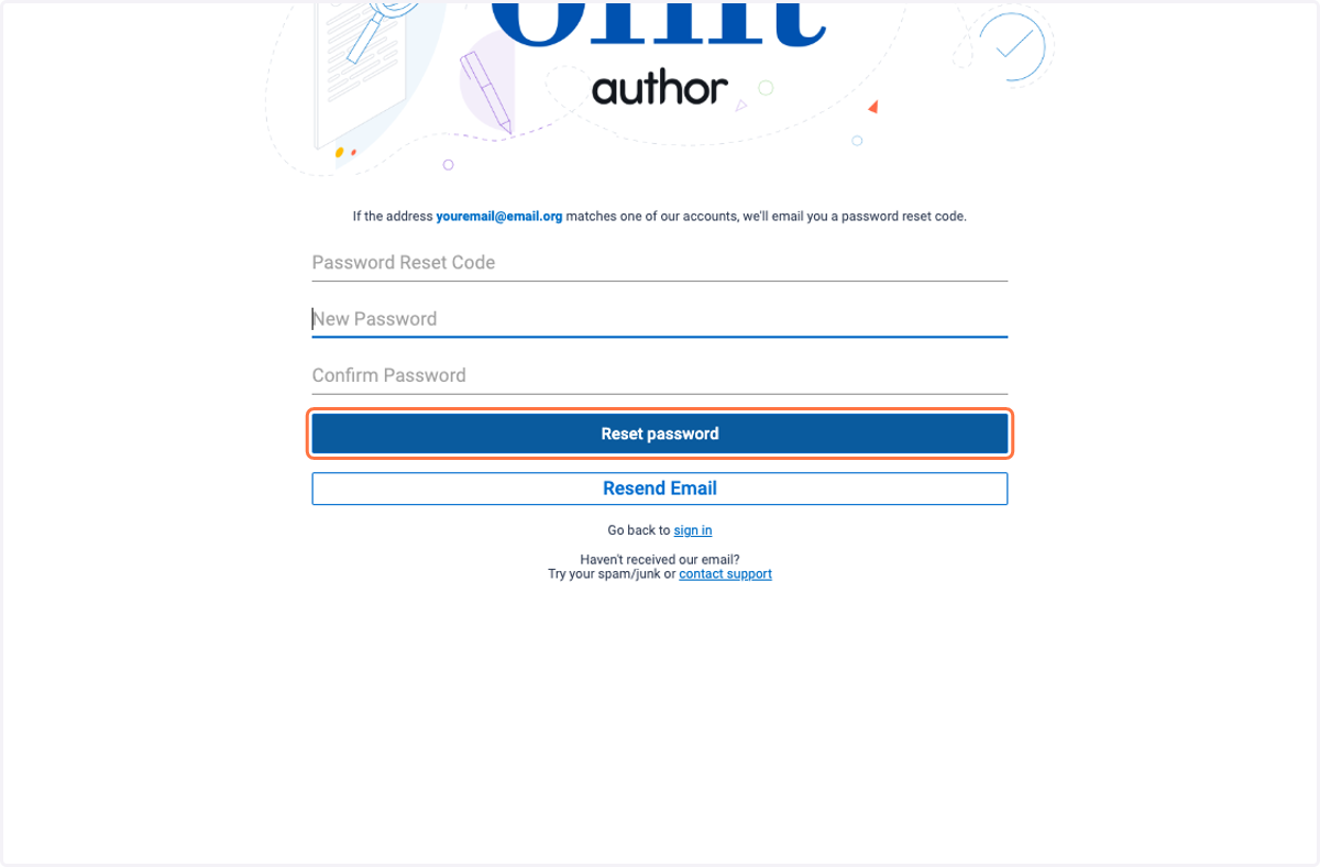 Click on Reset password