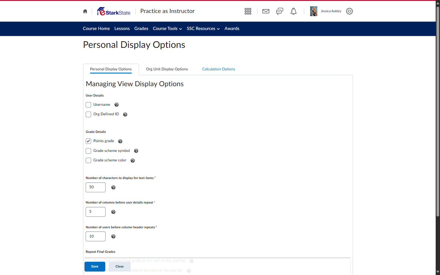 Click on Calculation Options