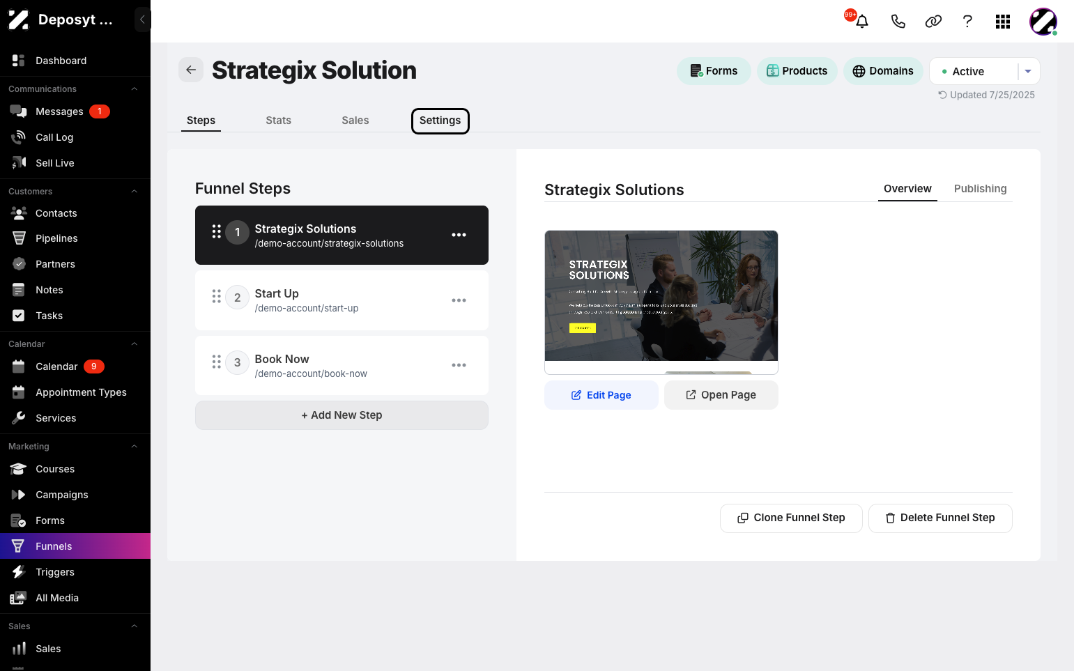 Step 4: Click on the Settings tab.