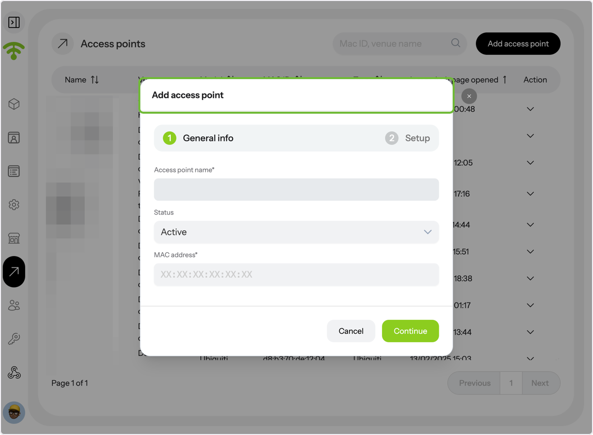 When you click on 'Add access point', a tab similar to the 'Edit Access point' will appear—follow the same steps as…