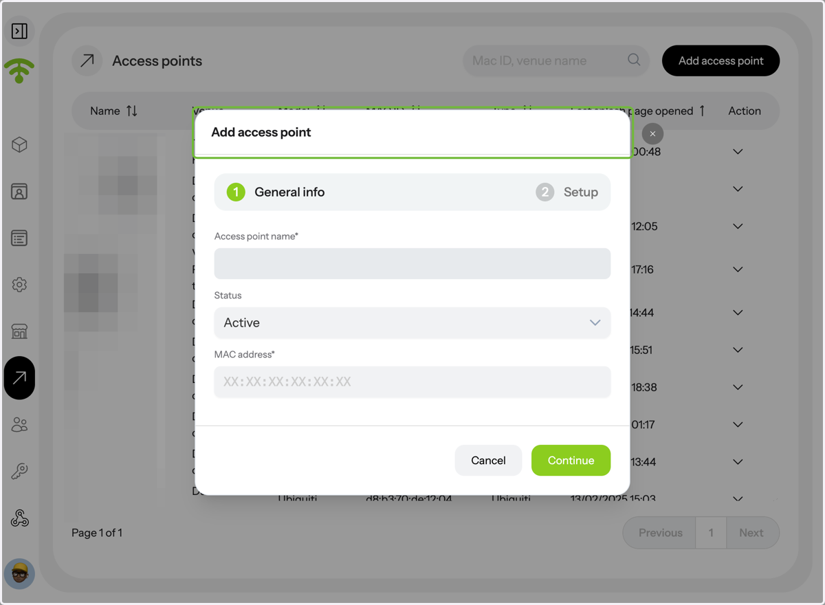 When you click on 'Add access point', a tab similar to the 'Edit Access point' will appear—follow the same steps as above to complete the process.