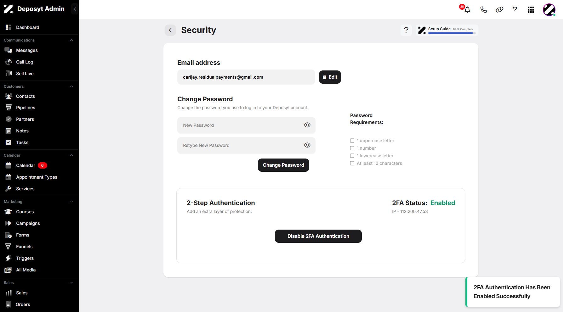 Setting Up Two-Step Authentication