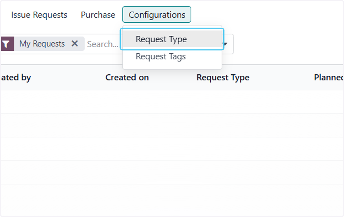Click on Request Type
