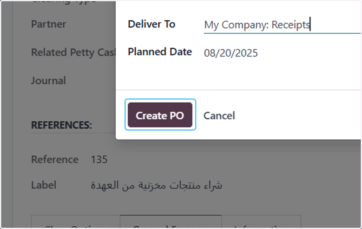Click on Create PO