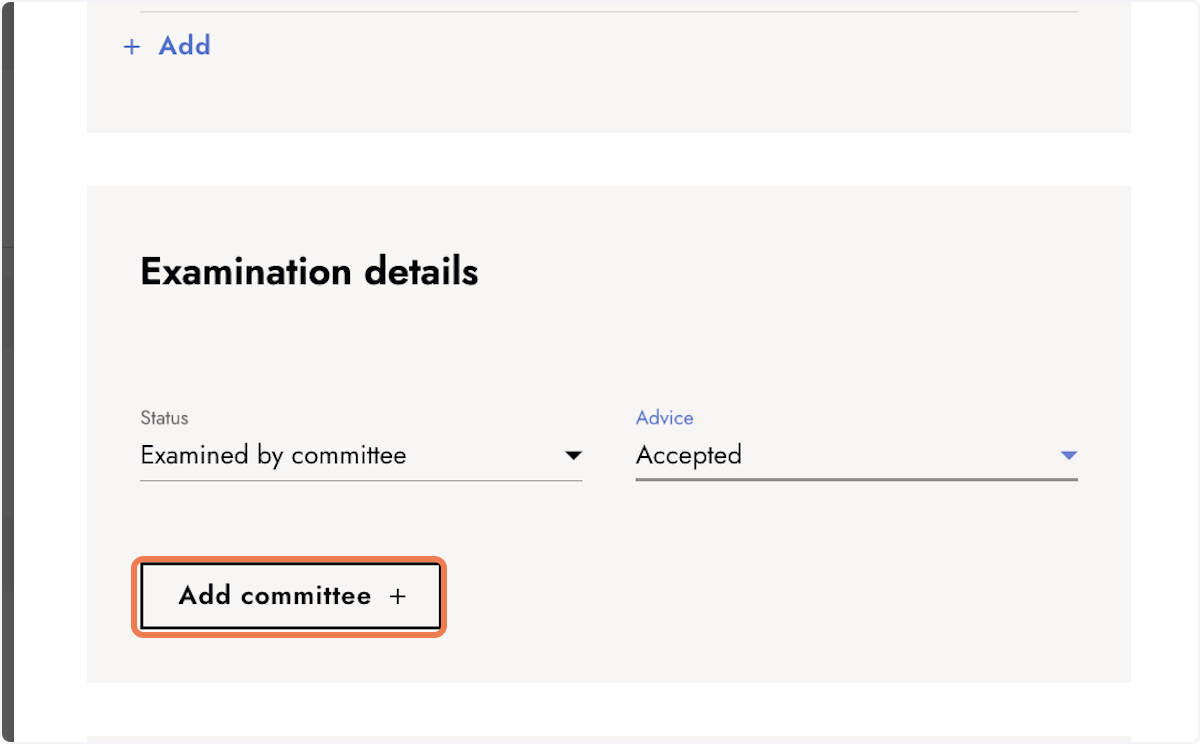 Click + Add committee to link a committee