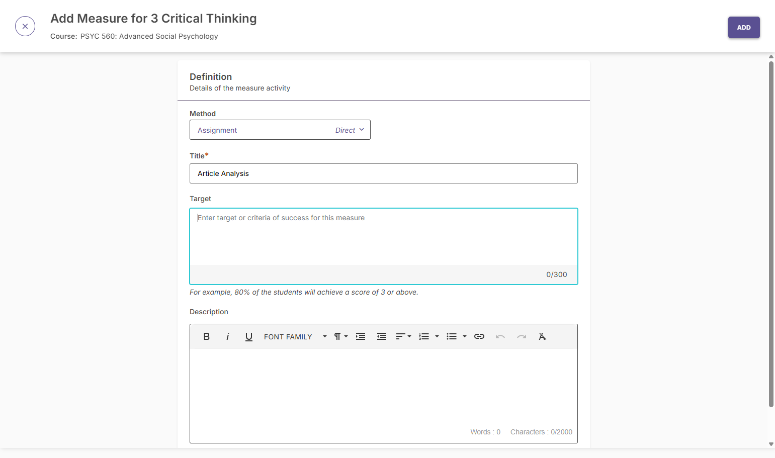 Provide a brief description of the measure.