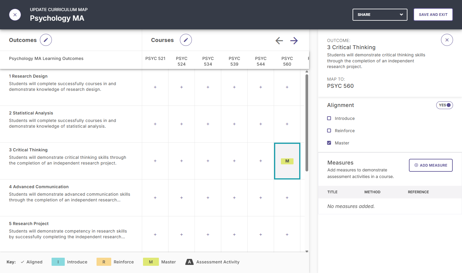You also have the option to add measures to this outcome.