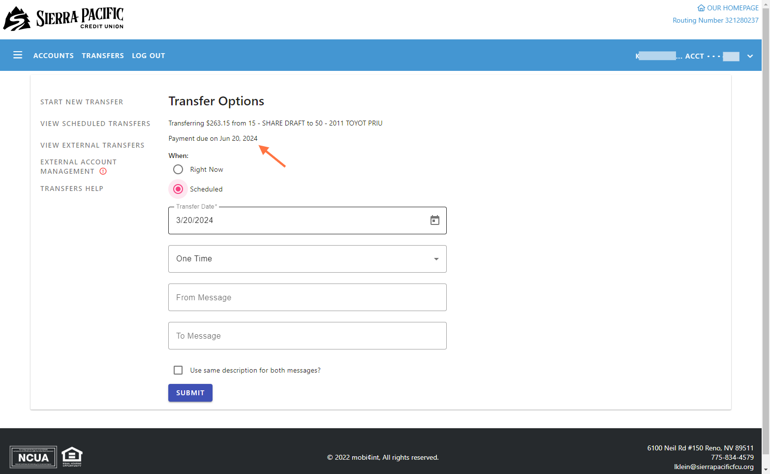 Choose your Transfer Date