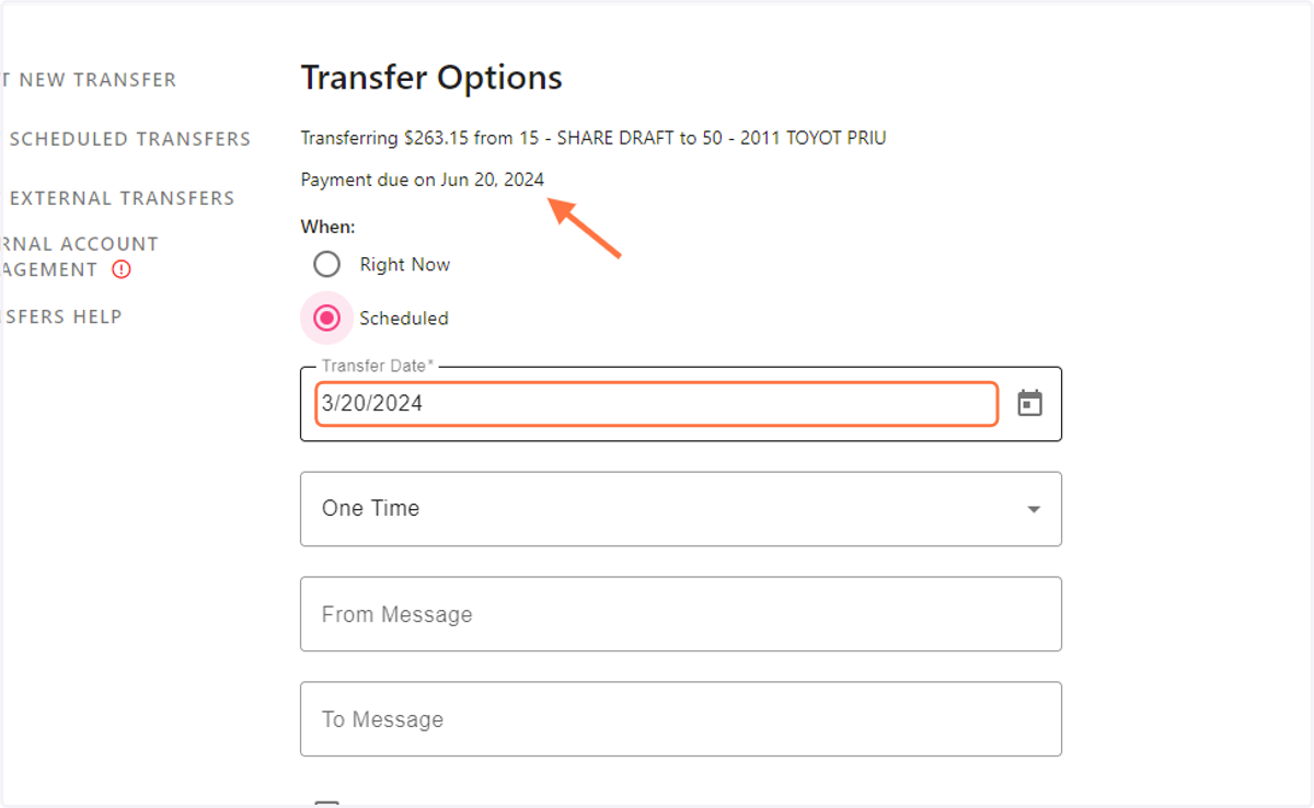 Choose your Transfer Date