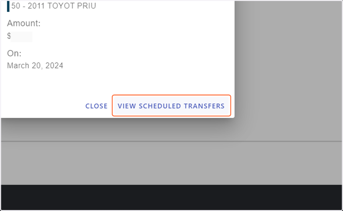 Optional: To see your scheduled transfers, Click on VIEW SCHEDULED TRANSFERS