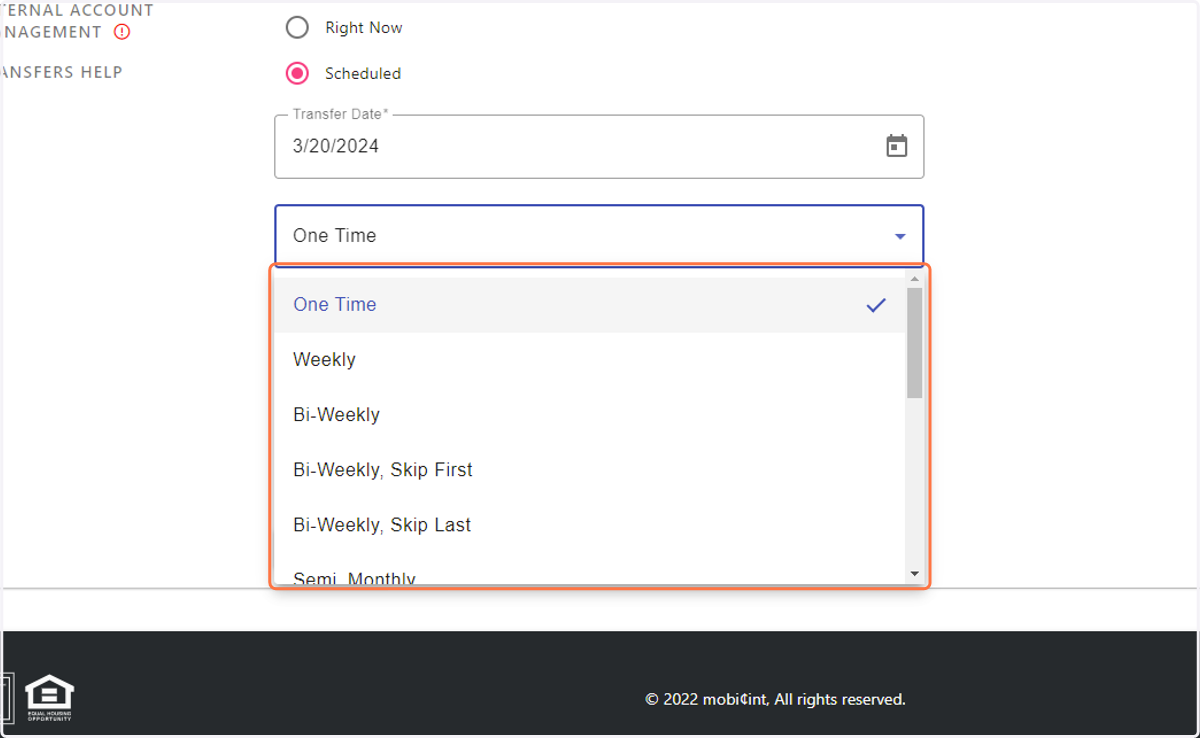 Choose your scheduled frequency